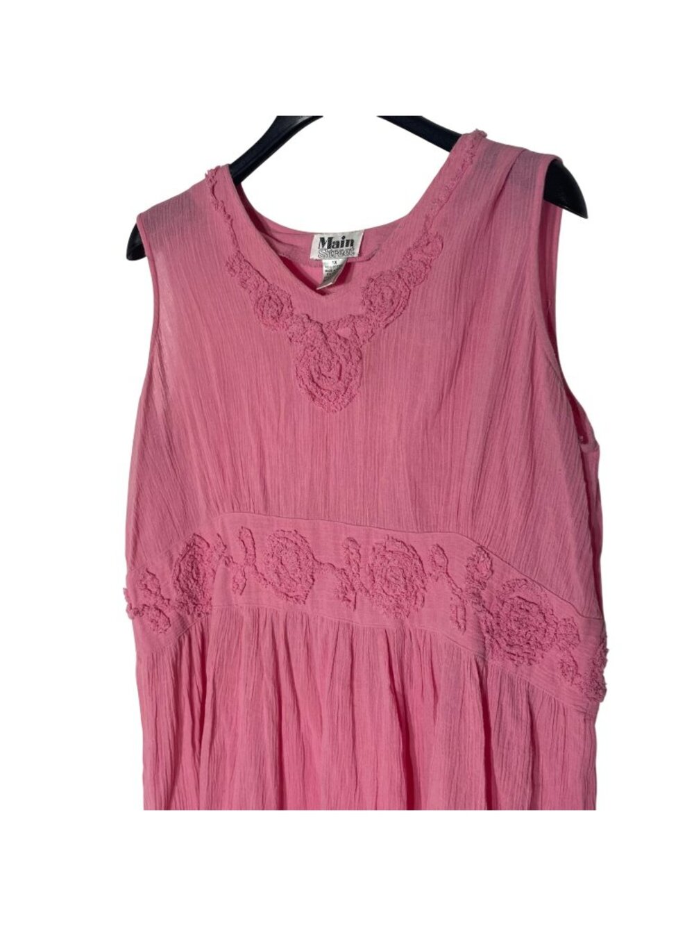 Main Street VTG Gauze Cotton Crinkle Textured Tiered Midi Maxi Dress Sz 1X